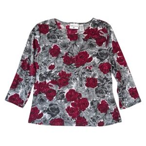 Vintage Kathy Ireland Shirt Womens Medium Floral Dark‎ Cottagecore Whimsigoth